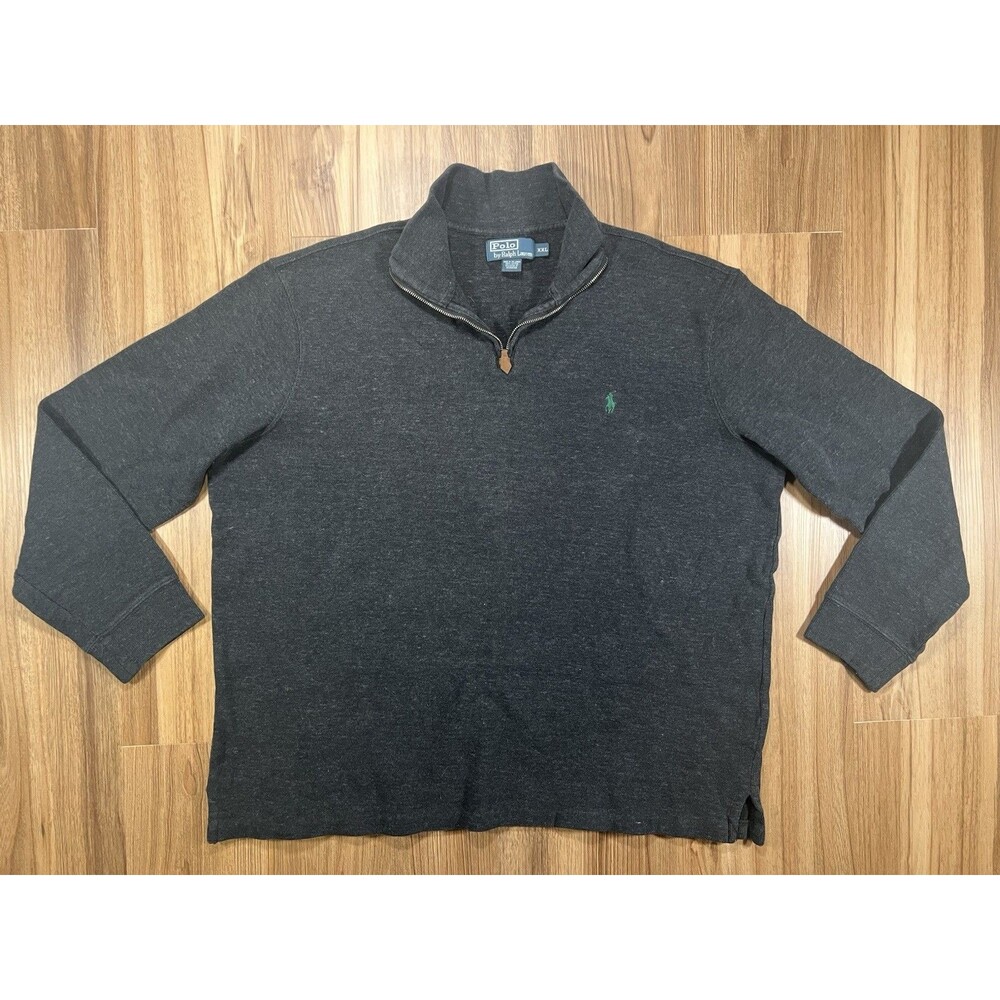 Polo Ralph Lauren Quarter Zip Pullover Mens XXL Charcoal Gray Cotton